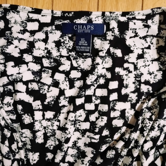 Chaps Black and White Wrap-Style Dress - Picture 3 of 5